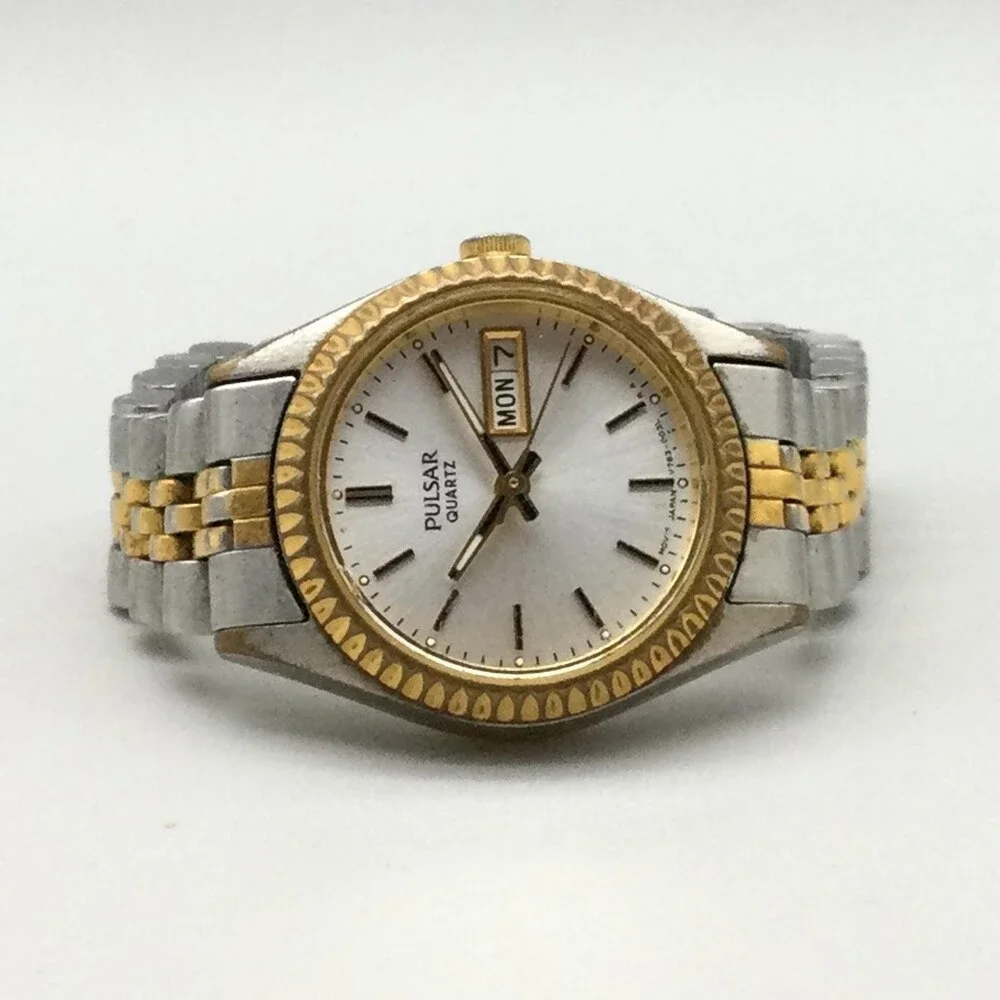 Pulsar Presidential Womens Watch 24mm Two Tone Day Date V783-0030 New Battery 6